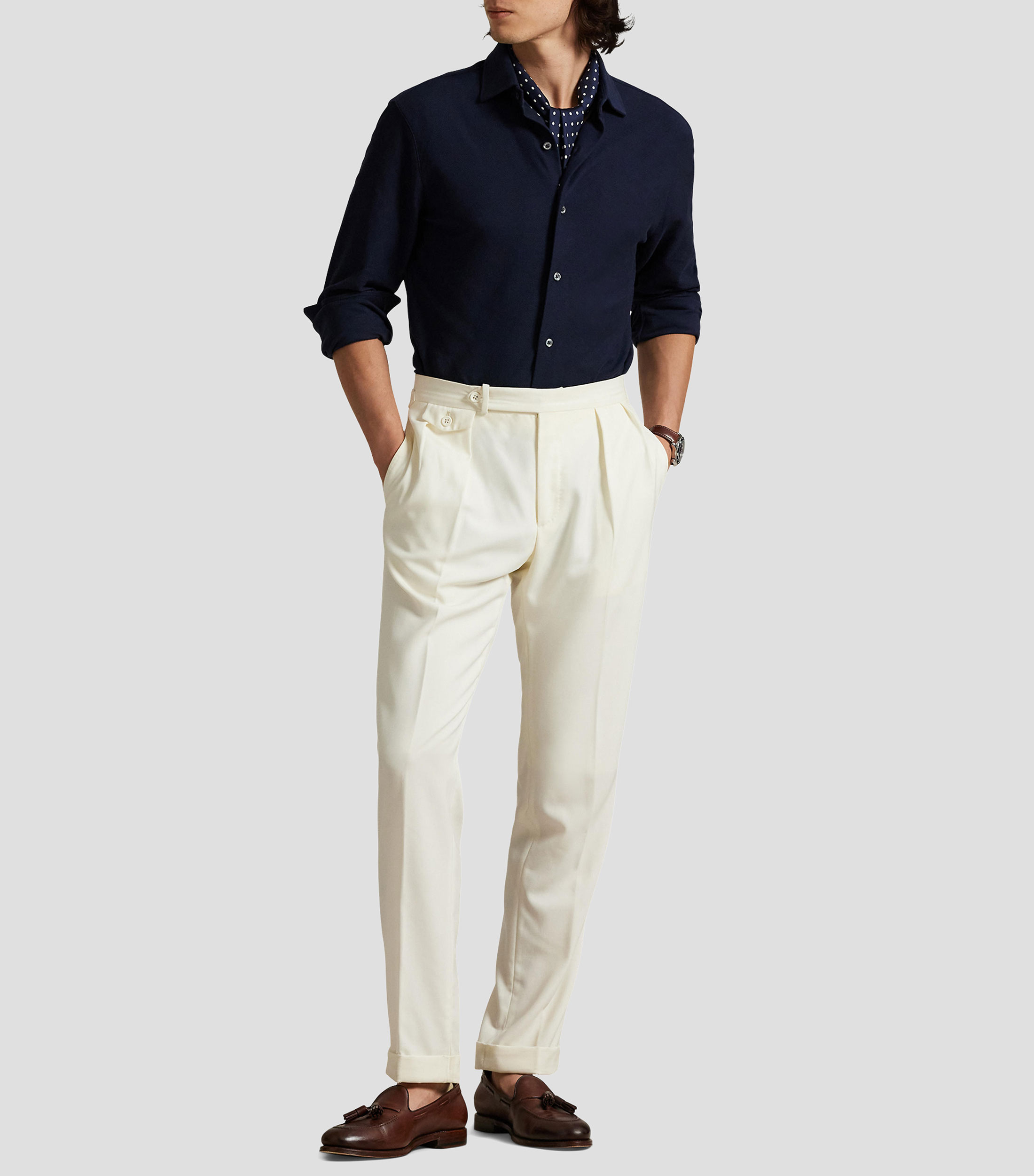 Camisa lisa manga larga Hombre